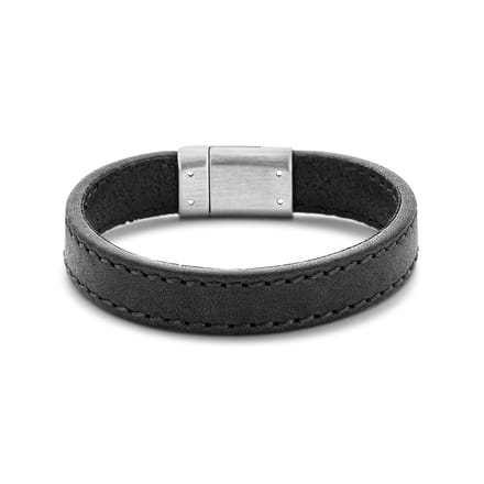 Zwarte Leren Armband 12,5 mm met Magneetsluiting - 6506135