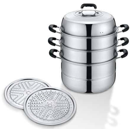 3 Tier RVS Stoomset 32 cm voor Gezond Koken