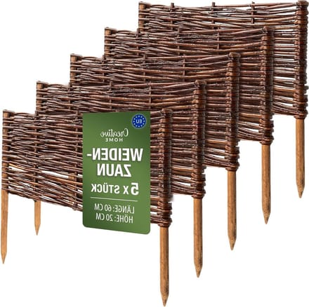 Rieten Bedrand - Tuinafscheiding Hek - Bloembedden Afbakenen - Vocht UV Windbestendig - 60 x 20 cm - Bruin
