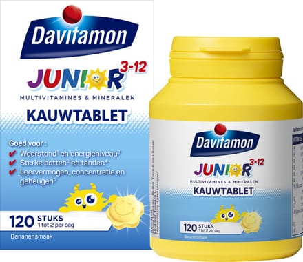 Davitamon Junior 3+ kauwvitamines - multivitamine kinderen - banaan - 120 stuks