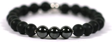 IbizaMen KIDS - jongens - armband - edelsteen - matte onyx - 6mm - 16cm