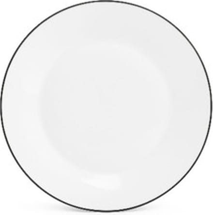 BonBistro Plat bord 24cm black rim Basic White (Set van 6)