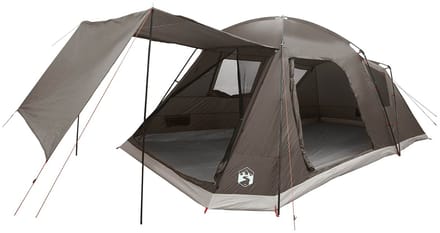 vidaXL - Huisje - Tent - 12-persoons - Bruin - grijs - Polyester - en - Staal