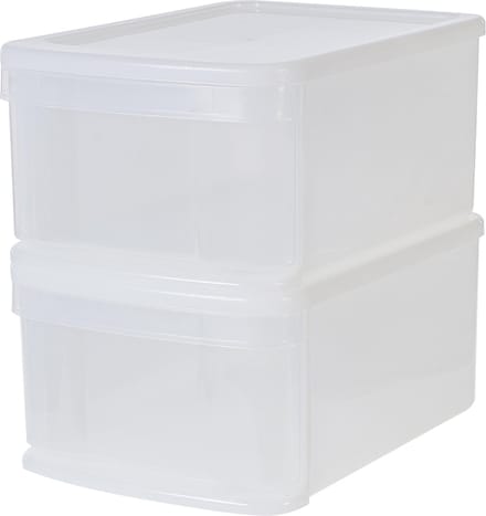 IRIS Stacking Drawer - Opberglade - 11 l - Kunstof - Wit/Transparant - Set van 2