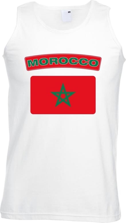 Marokko singlet shirt/ tanktop met Marokaanse vlag wit heren S