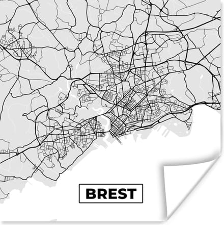 Poster Brest - Frankrijk - Plattegrond - Kaart - Stadskaart - 75x75 cm