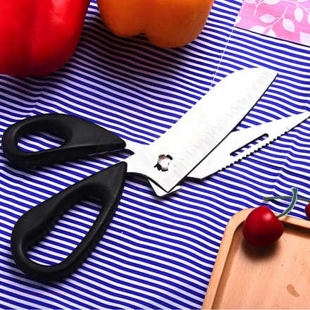 Keukenschaar - RVS - Keuken Schaar - Multifunctioneel - Groente - Vis - Chef Mes - Zwart