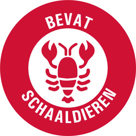 Bevat schaaldieren allergenen sticker op rol 30 mm - 800 per rol