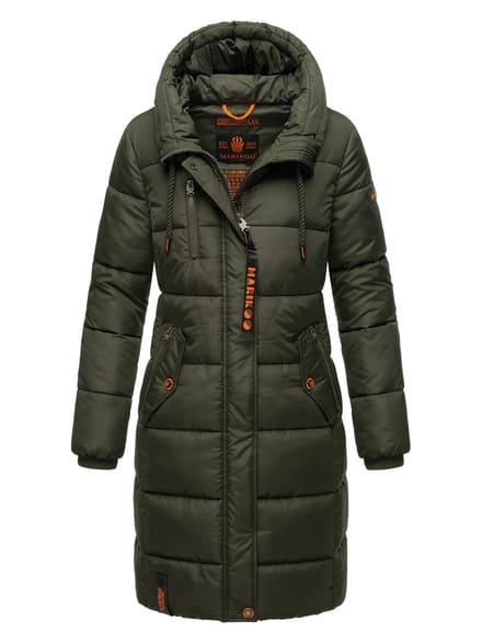 Marikoo dames winterjas – Lange gewatteerde jas met capuchon & zakken