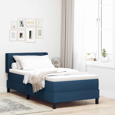 vidaXL - Boxspring - bed - met - hoofdeinde - Blauw - 190 - x - 90 - cm - Stof