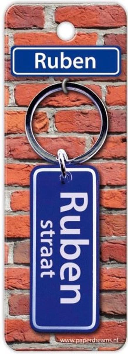 Paper Dreams Sleutelhanger Straatnaam Ruben 9 Cm Staal Blauw