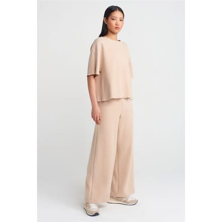 Dames Hoge Taille Wijde Pijpen Gebreide Broek
