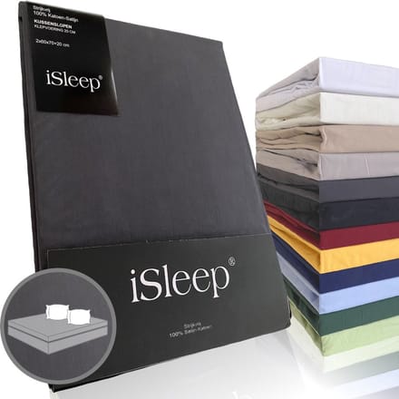 iSleep Katoen-Satijnen Kussenslopen (2 Stuks) - 60x70 cm - Antraciet