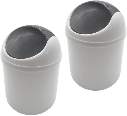 Tafelafvalemmers met deksel - Mini prullenbak - Afval opruimen - Set van twee stuks - 15 liter - Wit