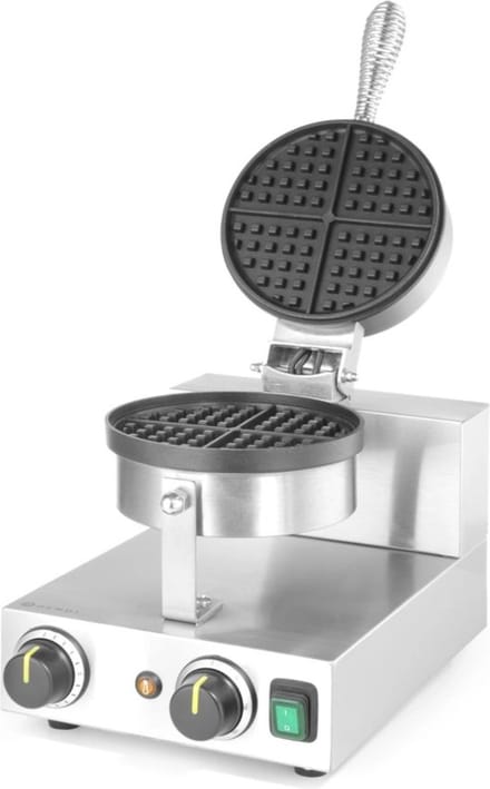 HENDI Rond wafelijzer – gegoten aluminium – Teflon antiaanbaklaag – instelbare temperatuur – 15 min timer