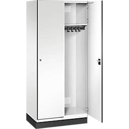 C+P Cambio locker, 2 vakken, met plint, B 800 x D 525 x H 1980 mm, verkeerswit/wit