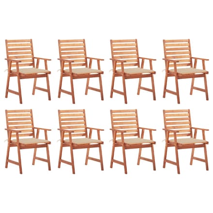 vidaXL - Tuinstoelen - 8 - st - met - kussens - massief - acaciahout
