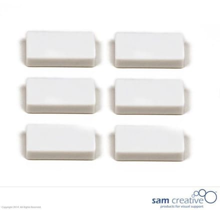 Sam Creative Whiteboard Magneten - Rechthoekig - 12x24 mm - Wit - 6 stuks