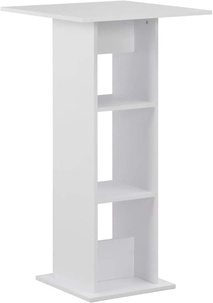 Bartafel Wit - Ontbijttafel Bureau - Eten Zitten Werken - Met Opbergplanken - 60x60x110 cm