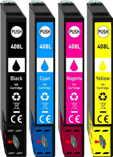 Inktcartridges Geschikt voor Epson 408XL| Multipack 4 stuks Geschikt voor Epson Workforce Pro WF C4810 Series