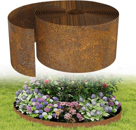 Gazonrand Metaal - Bloembedbegrenzing Tuinrand - Tuin Structureren - Flexibele Vormgeving - 5 Meter Lengte - Roestkleur