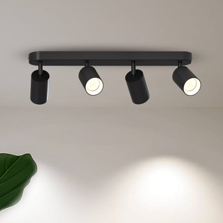 Calex Plafondlamp - 4-Lichts - Opbouwspot - Ovaal - Zwart - Goud