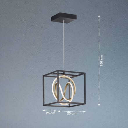 Fischer & Honsel - Hanglamp Gisi - 1x LED 15 W (incl.) - Zwart Mat