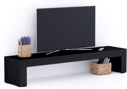 TV-stand 180 cm zwart voor tot 77 inch - evolution design met kabelmanagement