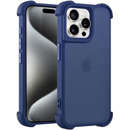 Coverzs matte Shock case geschikt voor iPhone 14 Pro (donkerblauw) - shockbestendig, premium bescherming