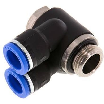 10mm x G3/8'' Double 90deg Elbow Messing/PA 66 Insteekfitting Buitendraad Draaibaar NBR