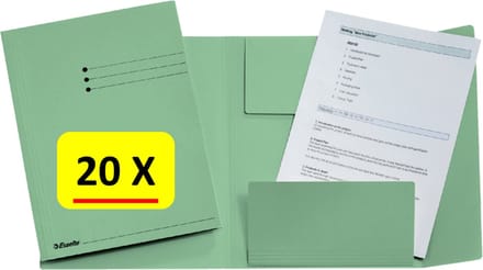 20 x Dossiermap - A4 - Esselte - Manilla - 3-kleps - groen
