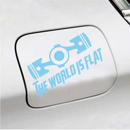 Bumpersticker - The World Is Flat - 14 X 19 - Licht Blauw
