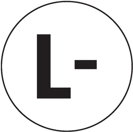 Negatieve gelijkstroom L- sticker, vel, wit zwart 25 mm - 10 per vel