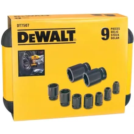 DeWalt DT7507-QZ - Dopsleutelset - 1/2" - 9-delig - Zeskant Udarowy
