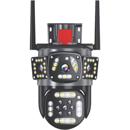 Buiten WiFi Camera Multi-Lens Drie Schermen AI Bewegingsdetectie IP Camera PTZ 360° Beeld Beveiliging Videobewaking 12MP 6K EU Plug
