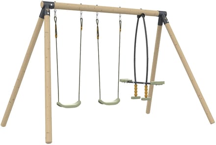 ANÉMONE schommel 2 schommels - tegenovergesteld - verankeringsset - FSC® hout h190 cm
