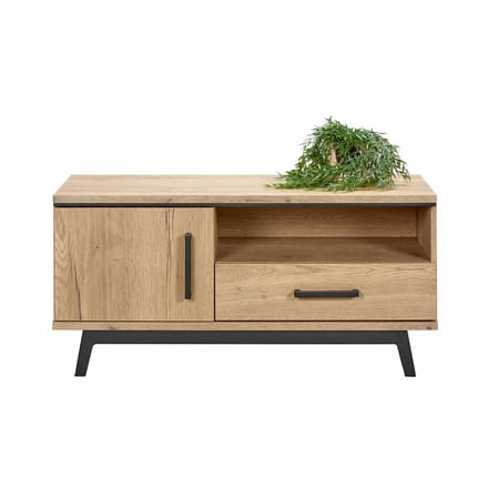 TV-Meubel Batenburg - MDF/Metaal - Eiken/Zwart - 106x50x45 cm (BxHxD)