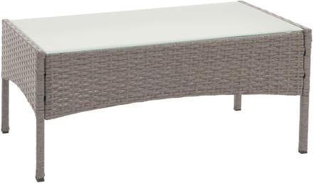 Halden poly rotan tuintafel, bijzettafel met glazen blad ~ grijs