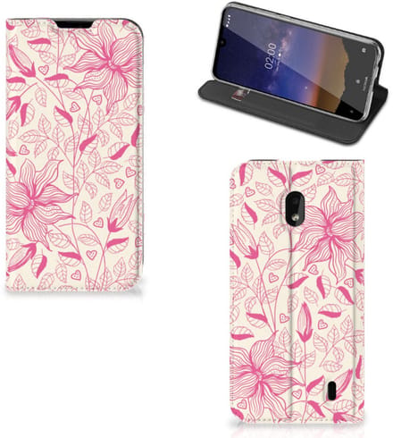 Nokia 2.2 Smart Cover Pink Flowers