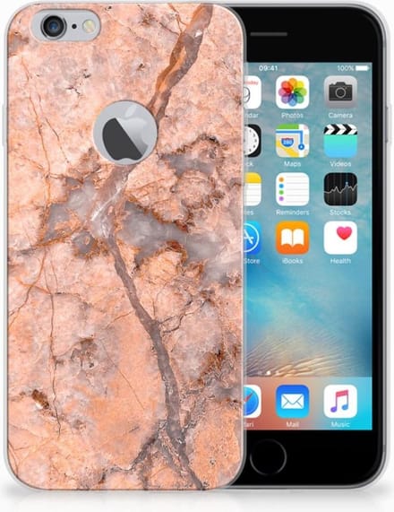 Apple iPhone 6 Plus | 6s Plus TPU Siliconen Hoesje Marmer Oranje