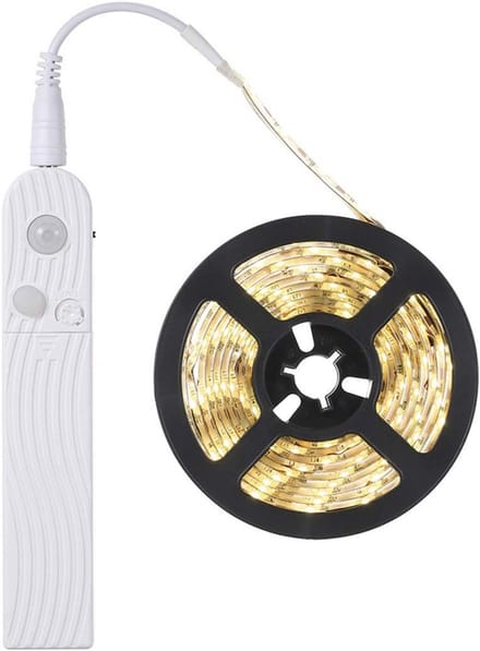 2 Meter LED Strip met Bewegingssensor - Warm Wit Licht (3000K) - Batterijgevoed Nachtlampje