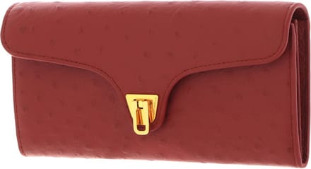 COCCINELLE Leren Portemonnee Beat Ostrich Wallet Acero Donkerrood