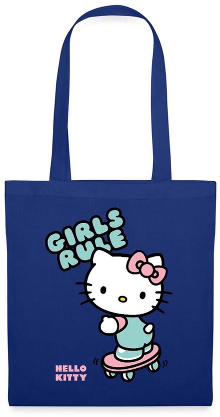 Hello Kitty Op Een Skateboard Met Girls Rules Tas Van Stof Schoudertas