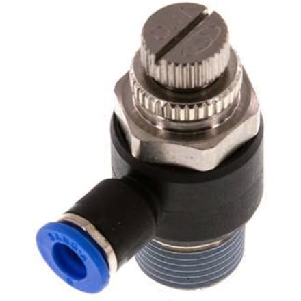 L-stuk Regelventiel 6 mm - R3/8'' Regeling-Uit Messing/Nylon