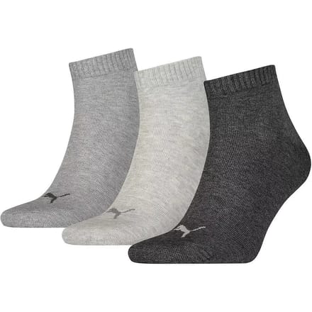 PUMA Quarter Plain Enkelsokken - 3 pack - Navy/Grijs/Blauw - Maat 35-38