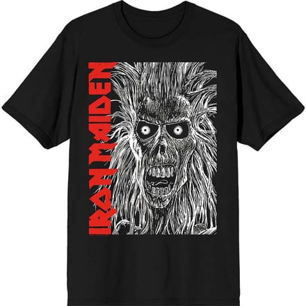 Iron Maiden - Eponymous Face Red Logo Heren T-shirt - M - Zwart