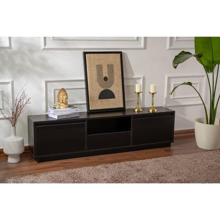Houten TV-meubel "Vanguard" 160 x 30 x 42 cm - Zwart Hout