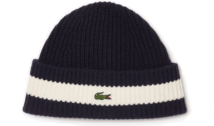 Lacoste Unisex Beanie - Muts van geribbelde wol (navy blue/flour)