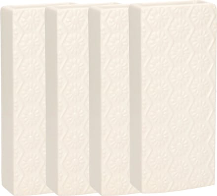 Gerimport Waterverdamper - 4x - creme wit - keramiek - 400 ml - radiatorbak luchtbevochtiger - 7,4 x 17,7 cm