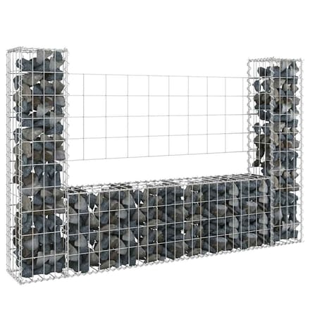 vidaXL - Schanskorf - U-vormig - met - 2 - palen - 140x20x100 - cm - ijzer